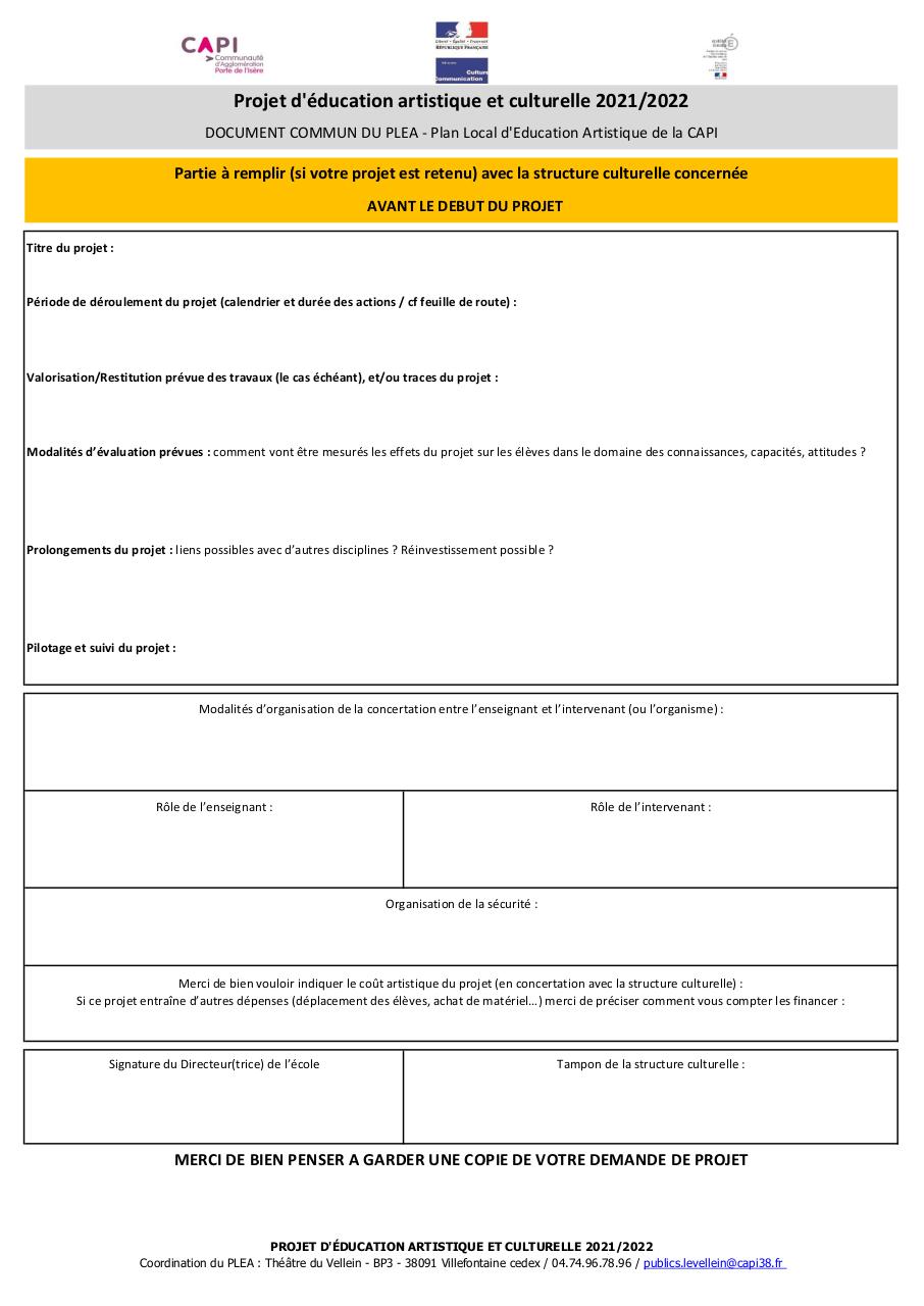 Aperçu du document Fiche projet 1er degré PLEA 2021-2022.pdf - page 2/2 Fiche projet 1er degré PLEA 2021-2022.pdf - page 2/2